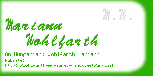 mariann wohlfarth business card